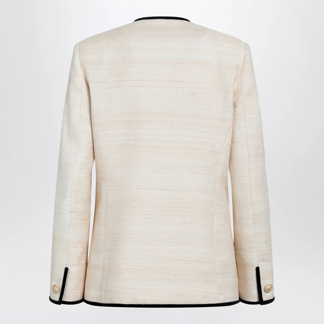 Valentino - Milk-honey coloured silk and linen jacket Brand Coats &amp; Jackets 40  IT