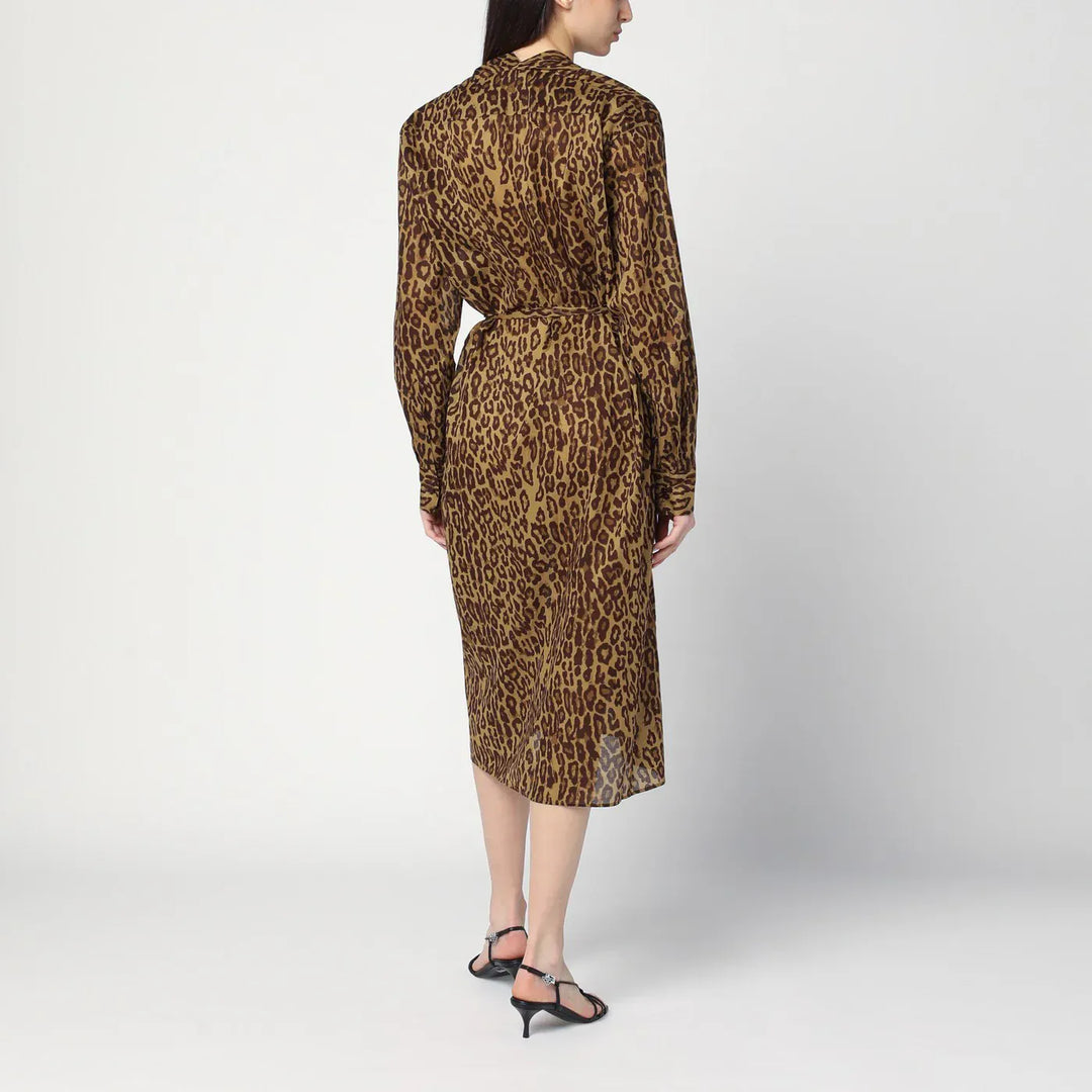 6397 - Leopard-print shirt dress in cotton voile Brand Dresses