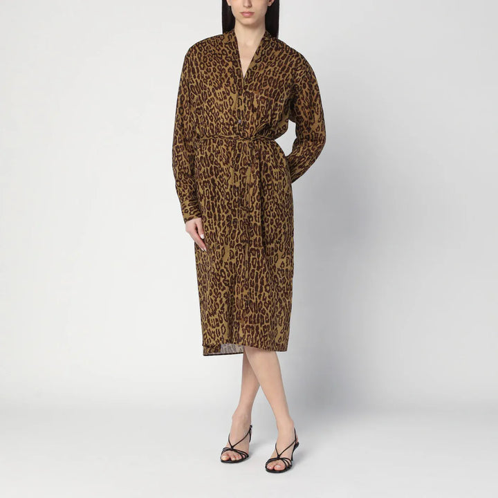 6397 - Leopard-print shirt dress in cotton voile Brand Dresses L