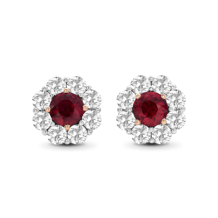 LEIBISH 1.81ct Mozambique Pigeon Blood Ruby Halo Earrings Brand Earrings