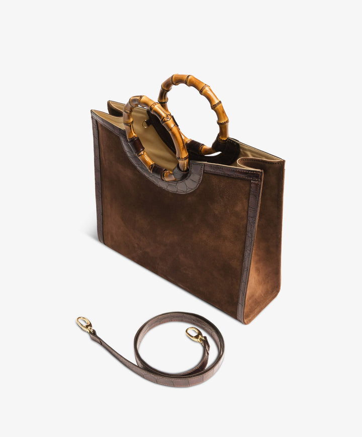 My Style Bags Personalised Bamboo Large Deluxe Handbag – Dark Brown Brand Handbag