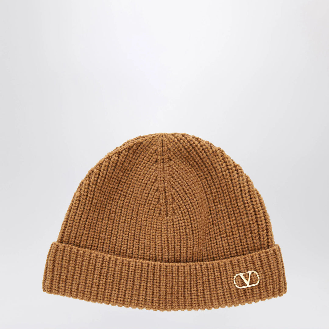 Valentino Garavani - Camel Vlogo Signature cashmere beanie Brand Hats U