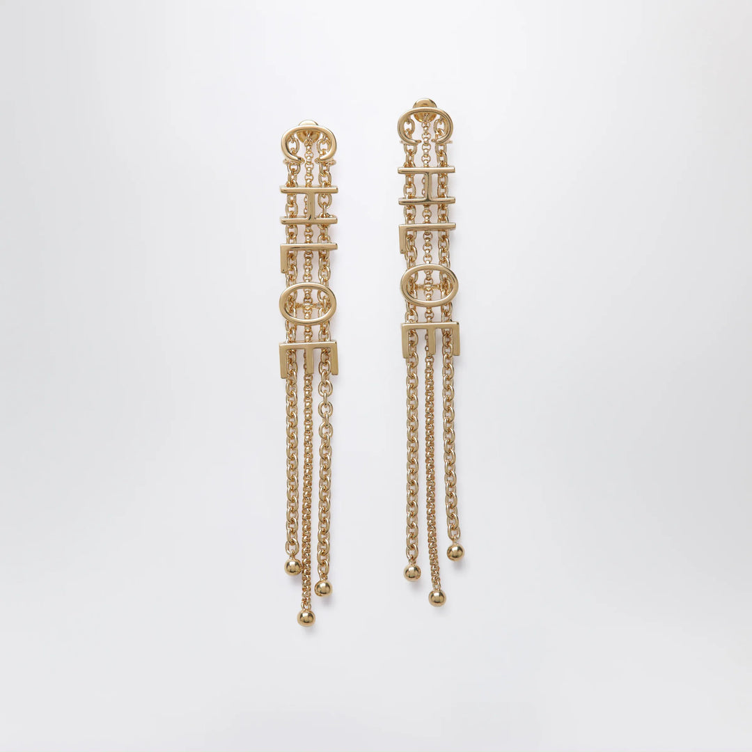 Chloé - Gold-tone earrings with logo lettering Brand Jewelry U