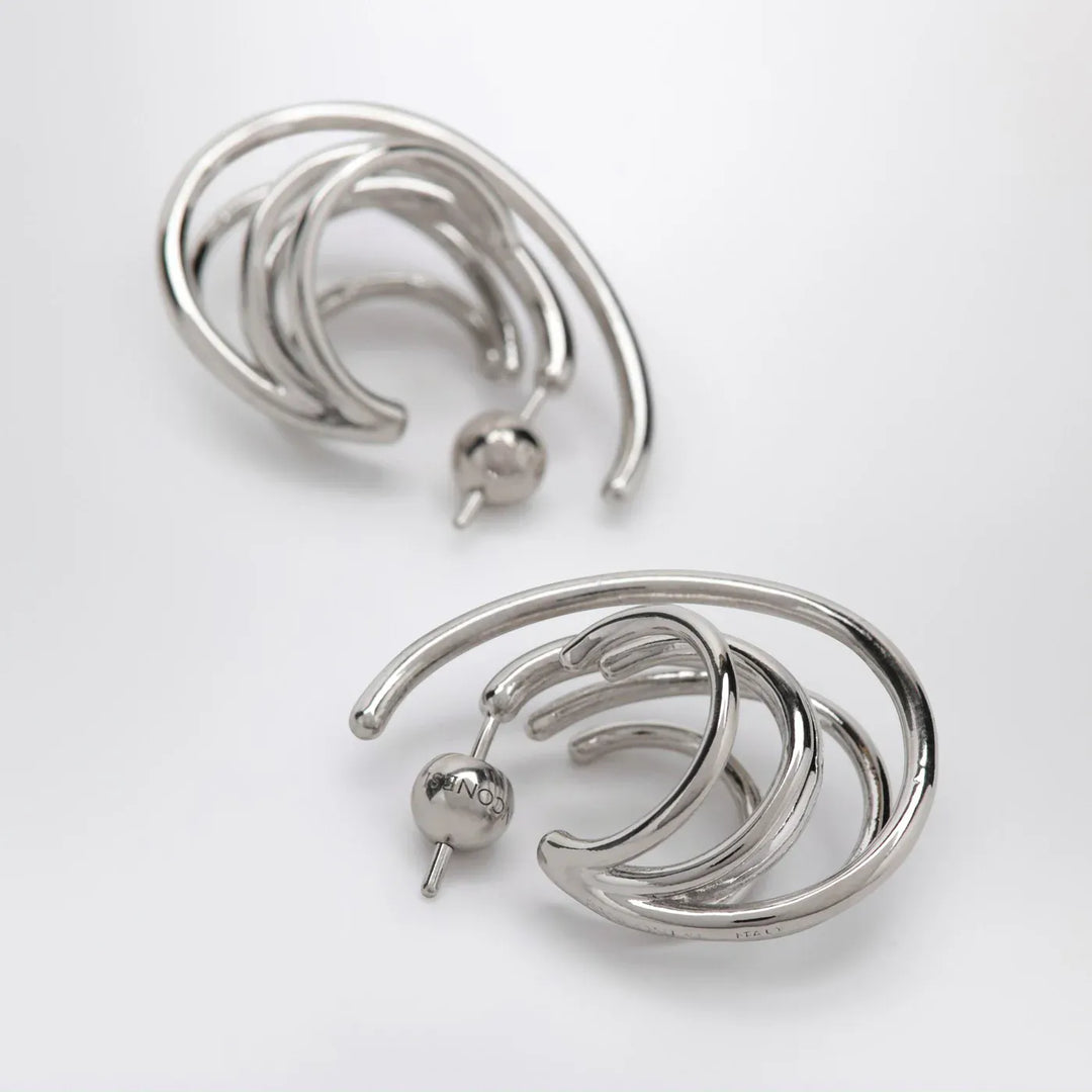PANCONESI - Circular earrings in silver tone Brand Jewelry TU