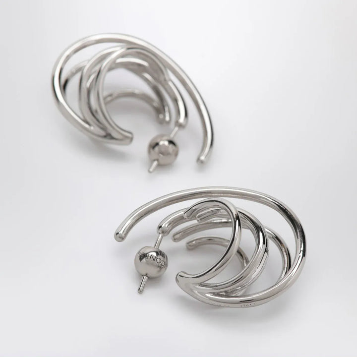 PANCONESI - Circular earrings in silver tone Brand Jewelry TU