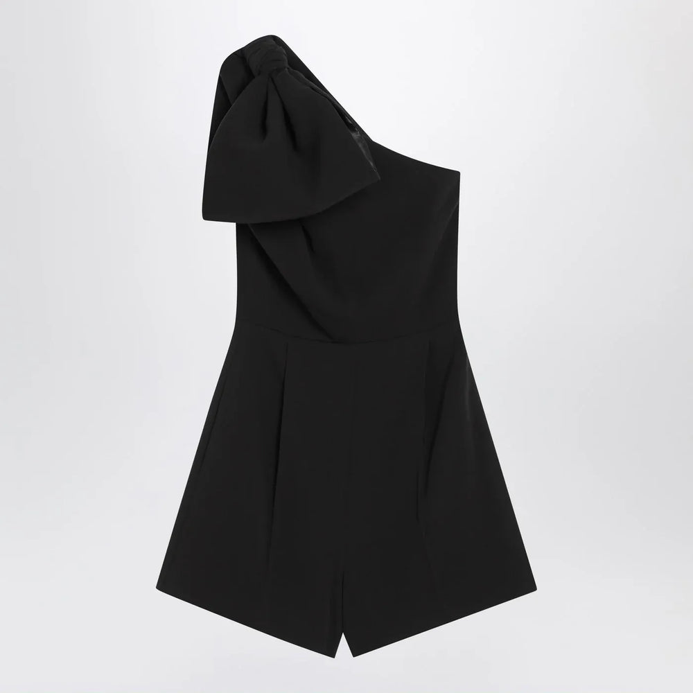 Max Mara Pianoforte - One-shoulder short jumpsuit in black cady Brand Jumpsuits & Rompers 38  IT