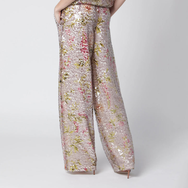 Alberta Ferretti - Sequin trousers with floral pattern Brand Pants