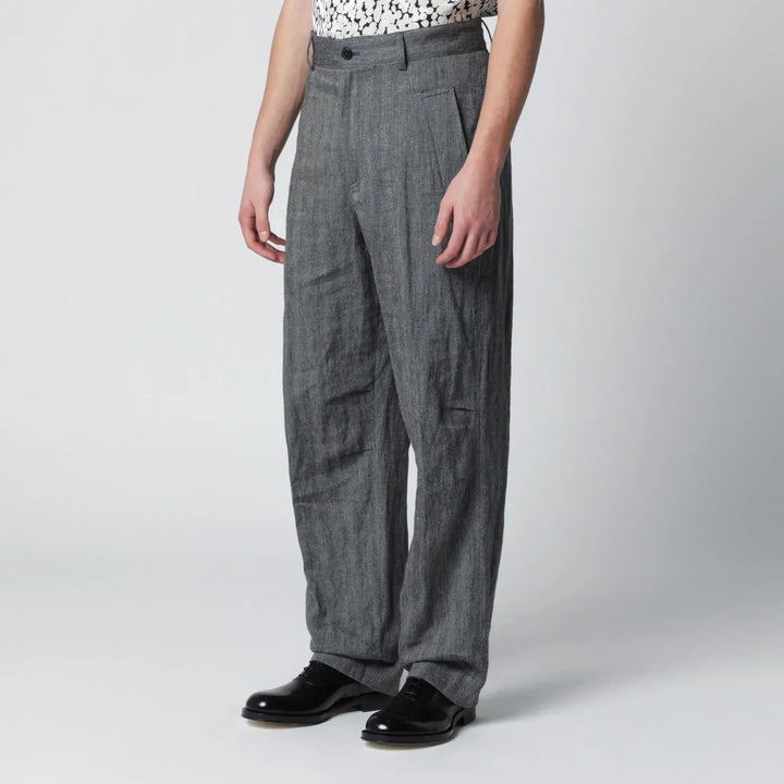 Dries Van Noten - Black herringbone trousers Brand Pants