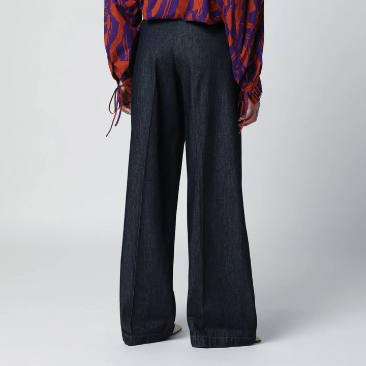 Dries Van Noten - Indigo blue wide-leg denim trousers Brand Pants