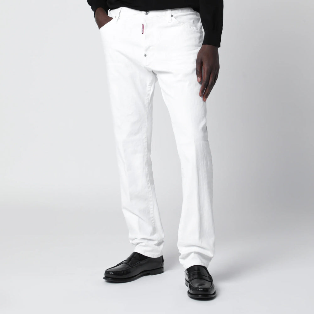 Dsquared2 - Teddy jeans in white stretch cotton denim Brand Pants 46 IT
