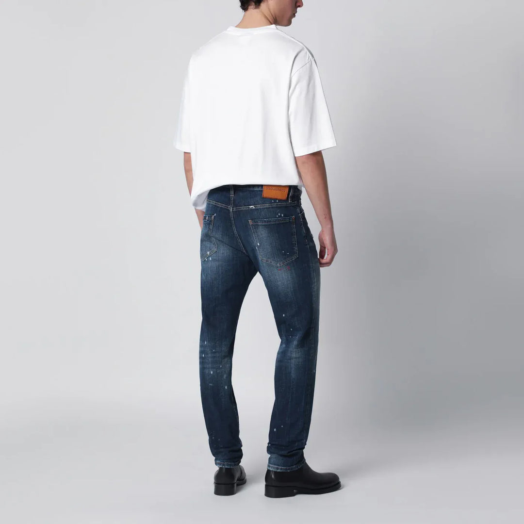 Dsquared2 - Washed blue Teddy jeans with paint splatters Brand Pants