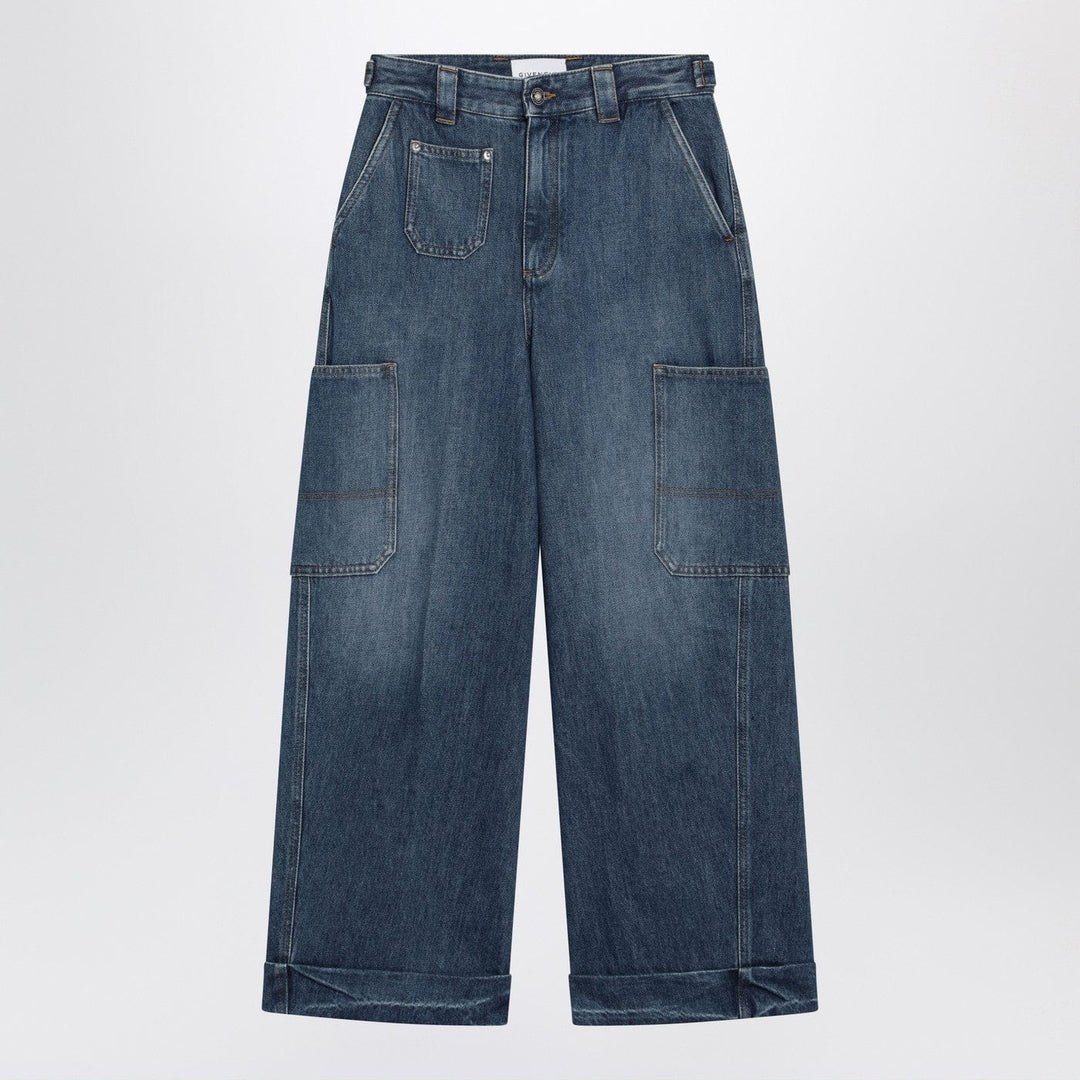 Pants 26 Givenchy - Cropped Cocoon cargo jeans in medium blue Brand