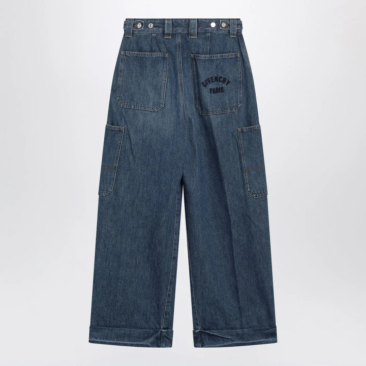 Givenchy - Cropped Cocoon cargo jeans in medium blue Brand Pants 26