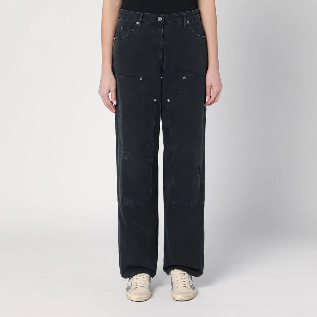 Golden Goose - Wide black trousers in denim Brand Pants 42  IT