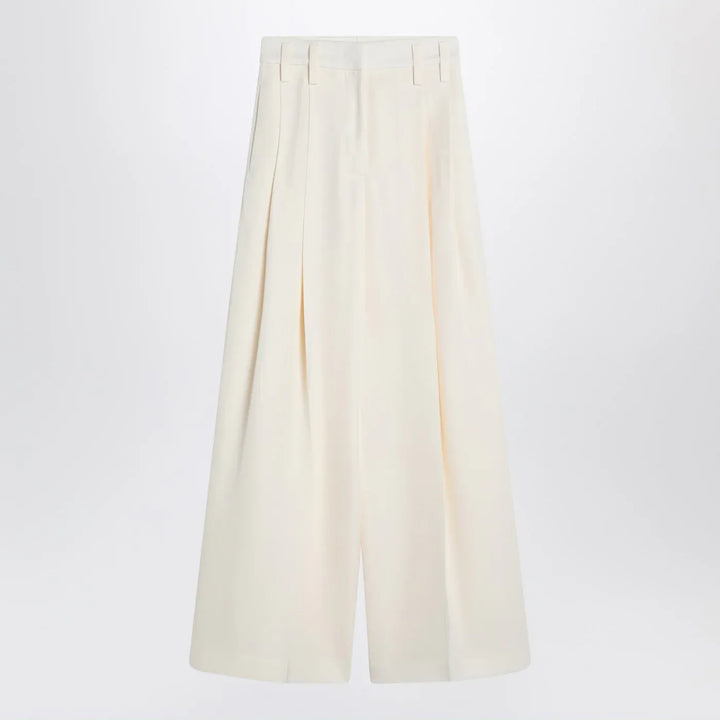 Jil Sander - Wide cream trousers in silk blend Brand Pants 34  FR