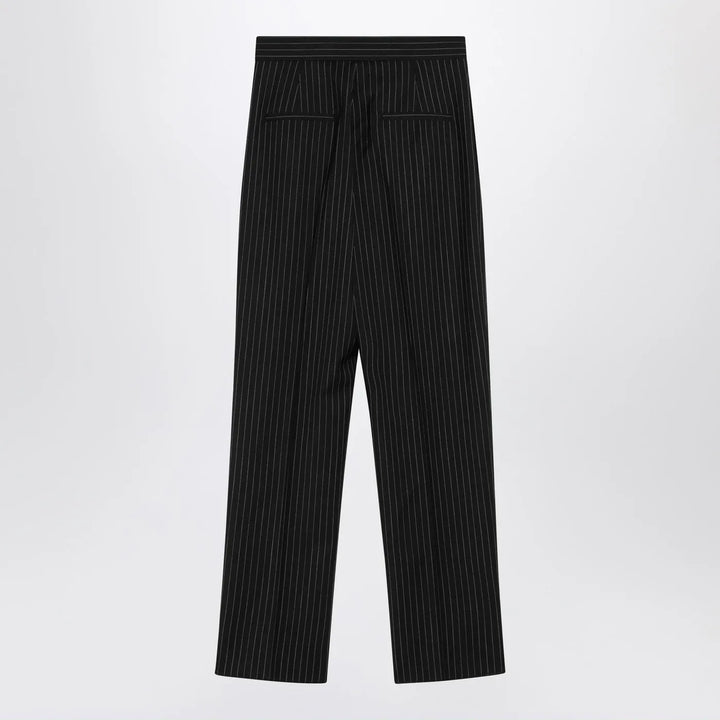 Max Mara - Black pinstriped wool trousers Brand Pants 42  IT