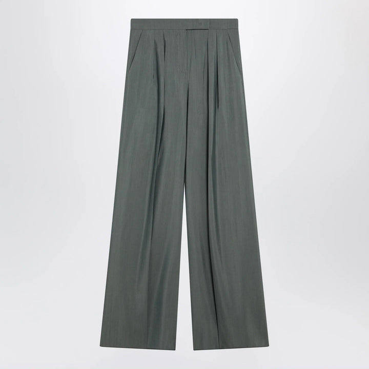 Max Mara - Dark green wide trousers in wool and silk Brand Pants 40  IT