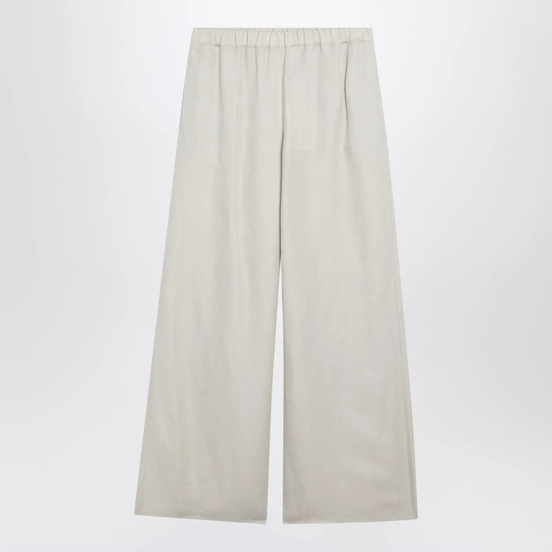 Max Mara - Wide-leg linen and silk twill trousers in beige Brand Pants 38  IT