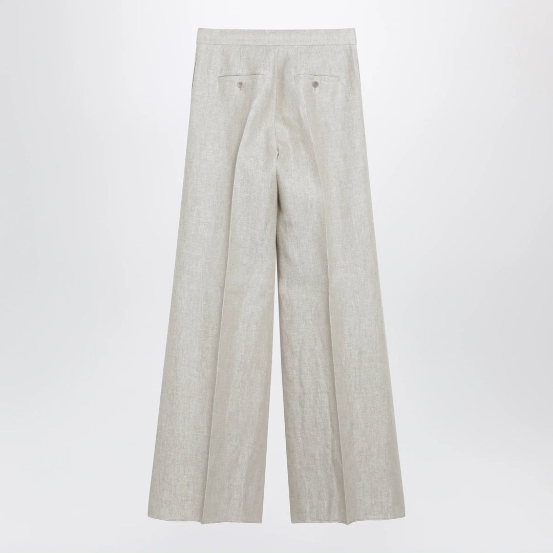 Max Mara - Wide-leg trousers in brown/grey linen drill Brand Pants