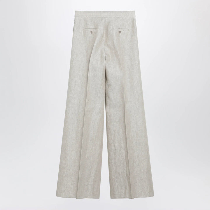 Max Mara - Wide-leg trousers in brown/grey linen drill Brand Pants