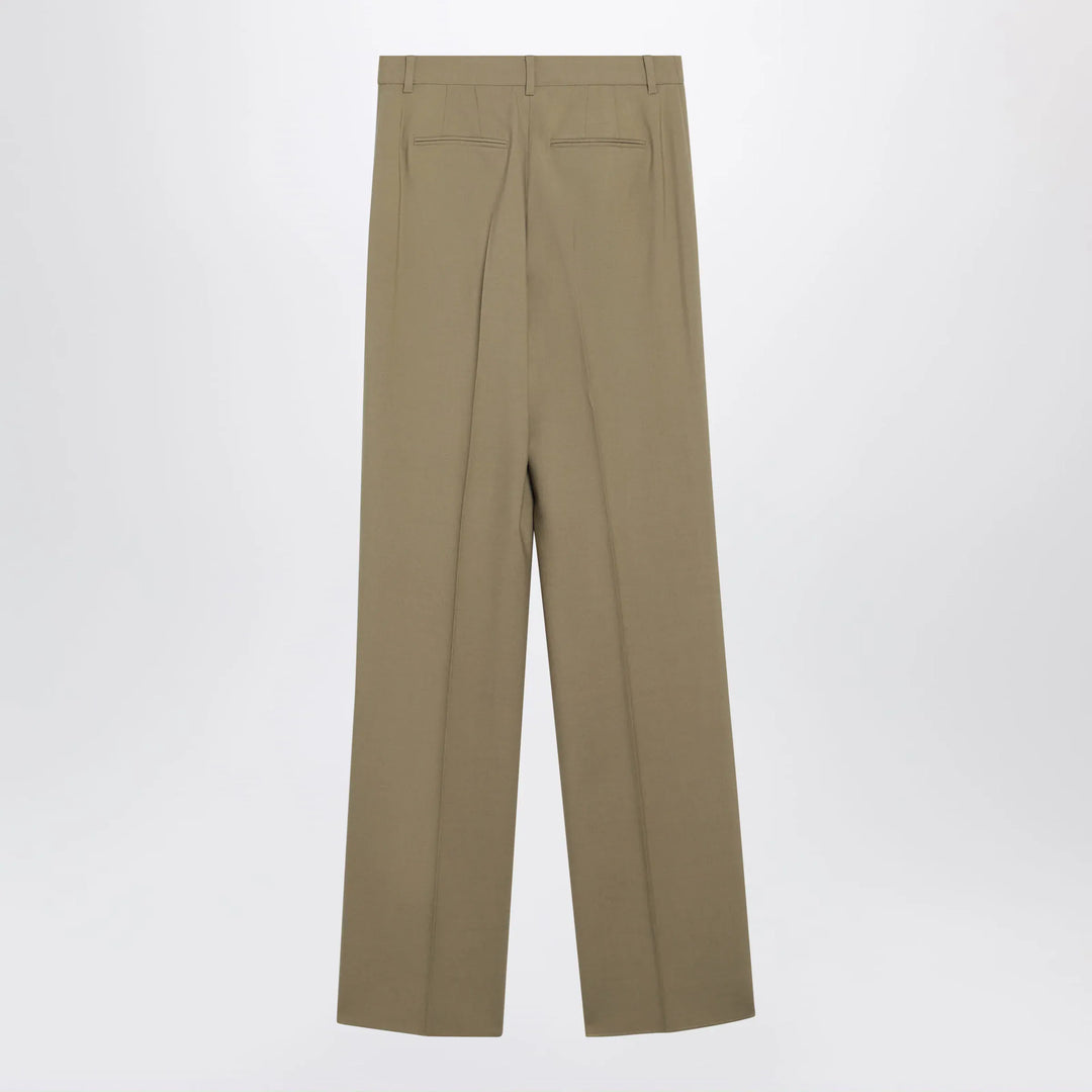 Max Mara - Wide-leg trousers in camel wool and silk poplin Brand Pants