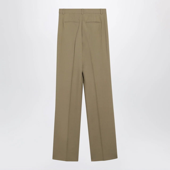 Max Mara - Wide-leg trousers in camel wool and silk poplin Brand Pants