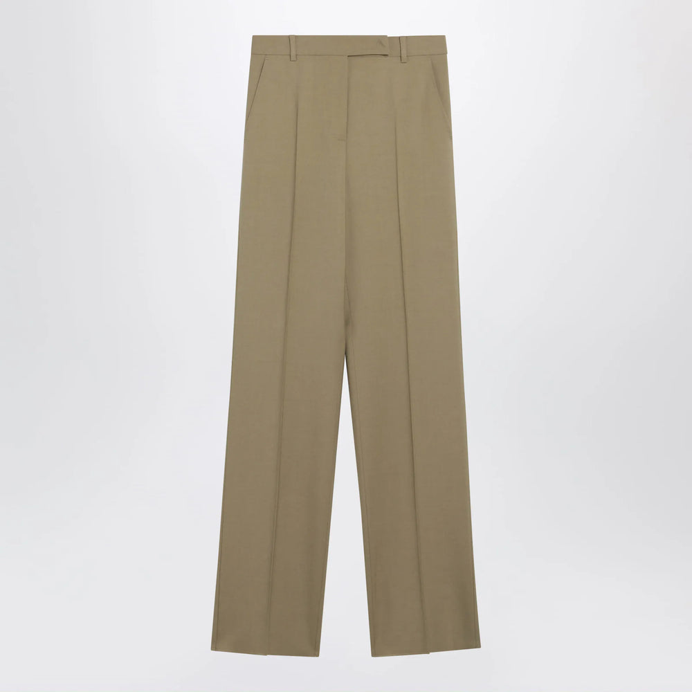 Max Mara - Wide-leg trousers in camel wool and silk poplin Brand Pants 40  IT