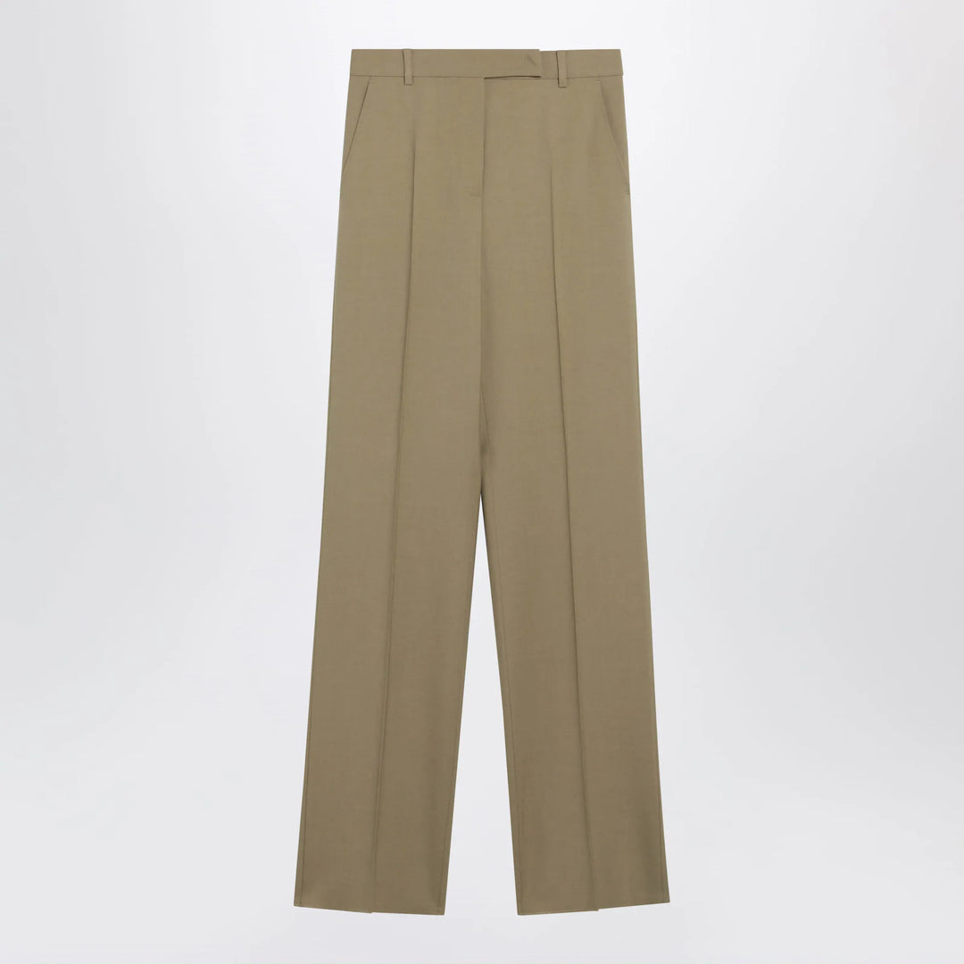 Max Mara - Wide-leg trousers in camel wool and silk poplin Brand Pants 40  IT