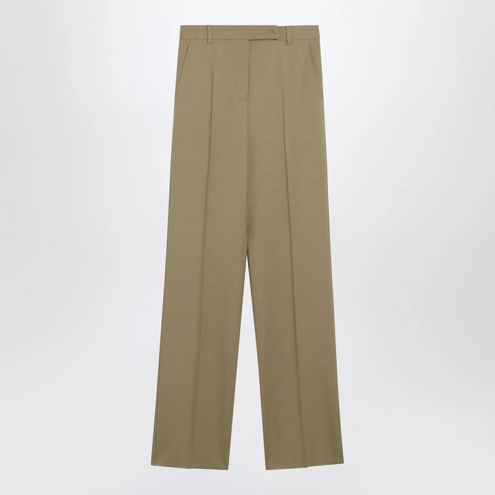 Max Mara - Wide-leg trousers in camel wool and silk poplin Brand Pants 40  IT