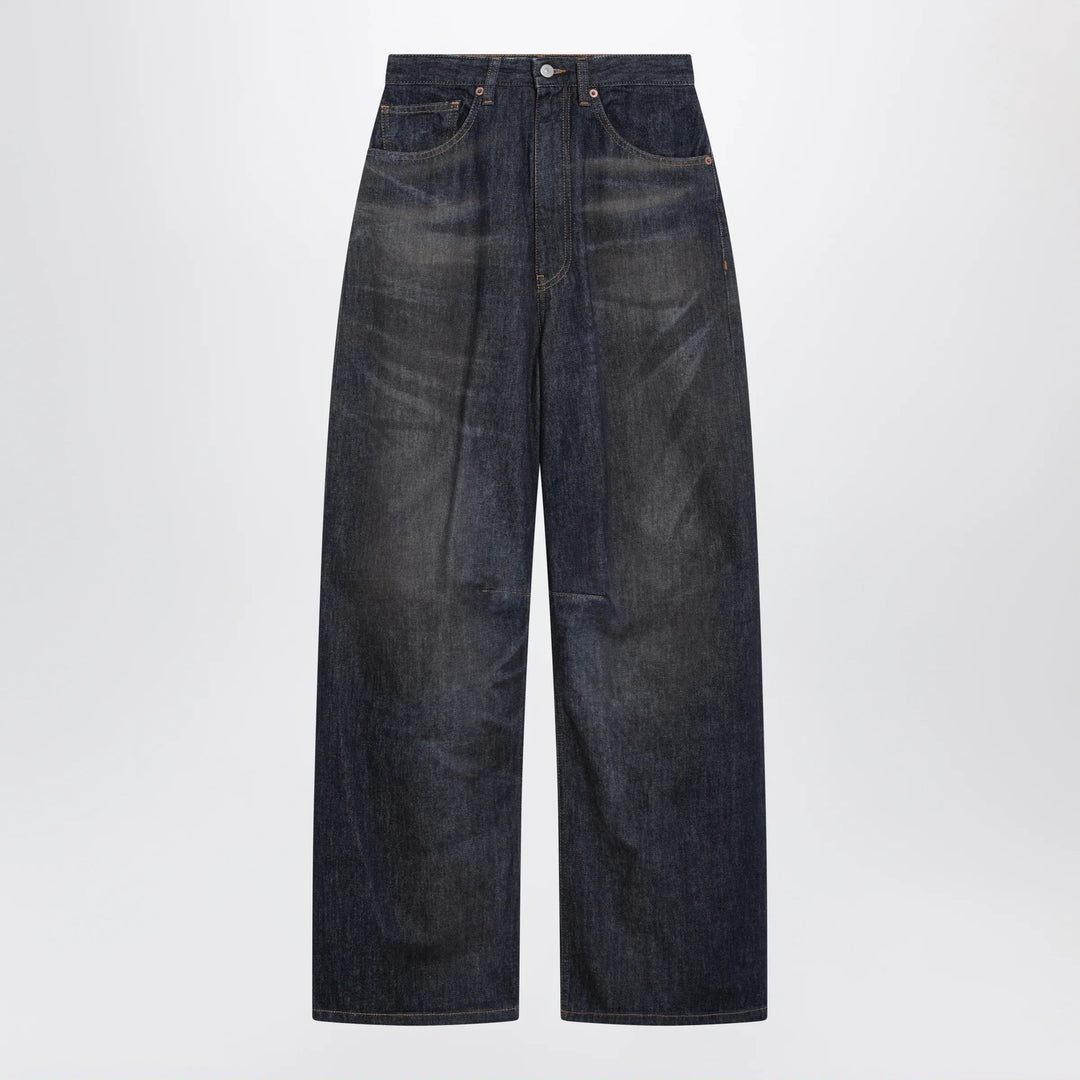 MM6 Maison Margiela - Dark blue wide-leg jeans with worn effect Brand Pants 27