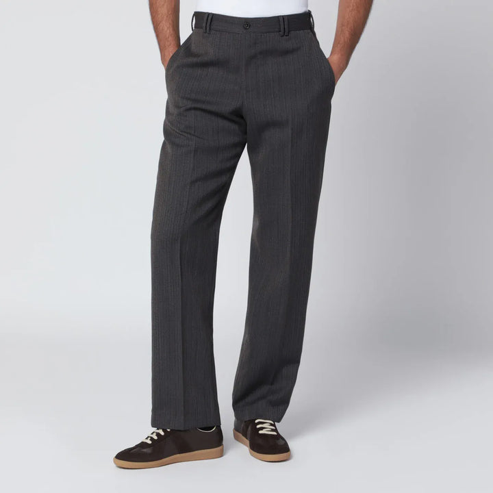 PT Torino - Brown striped wool trousers Brand Pants
