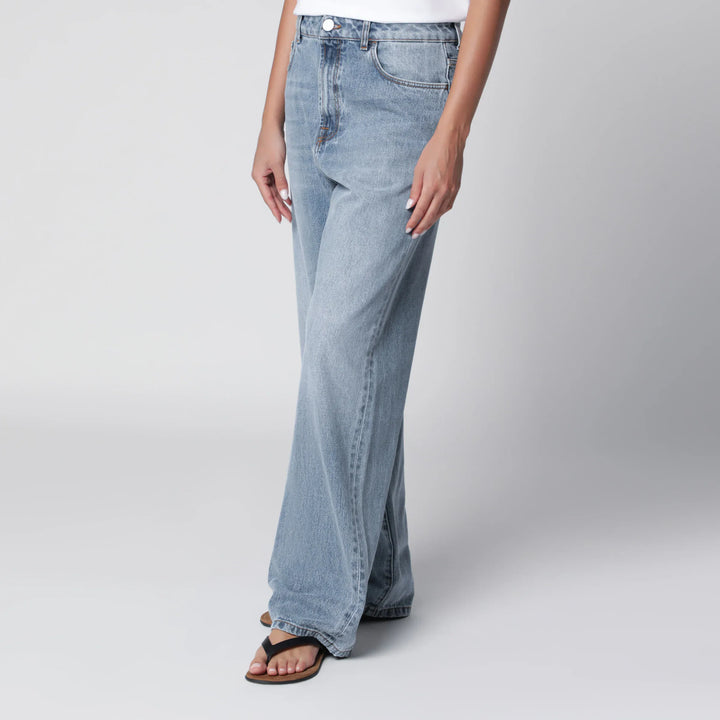 Róhe - Blue Washed-Effect Bruun Wide-Leg Jeans Brand Pants