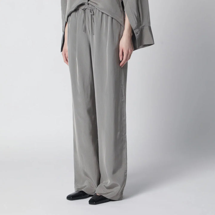 Róhe - Light grey wide striped trousers Brand Pants