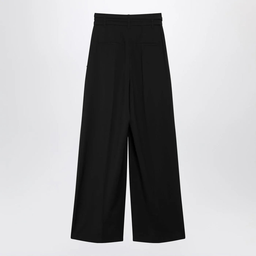 Sportmax - Black wide-leg stretch-wool trousers Brand Pants