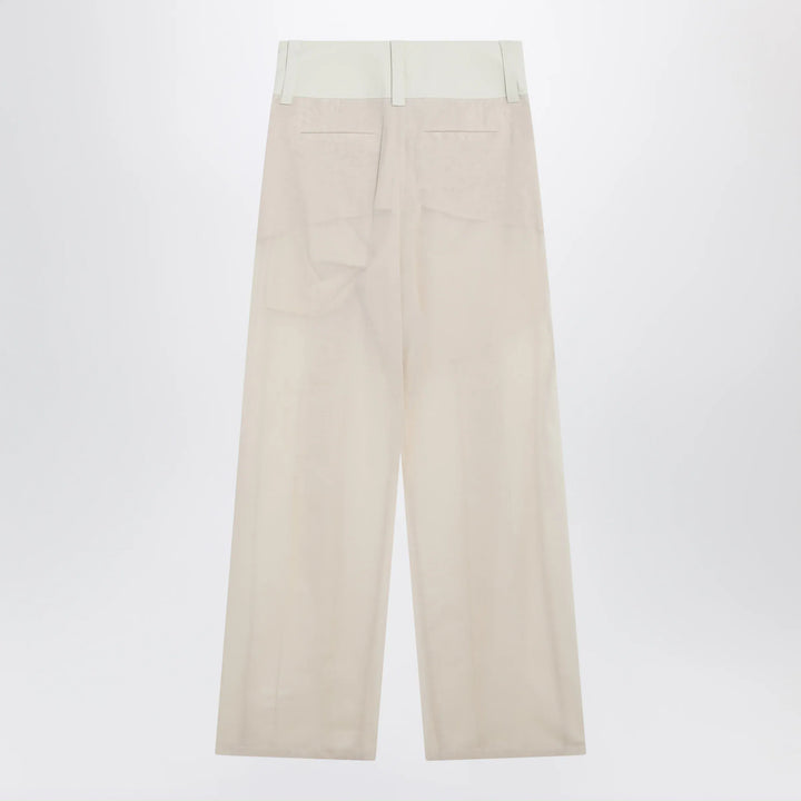 Sportmax - Wide-leg trousers in ecru organza cotton voile Brand Pants