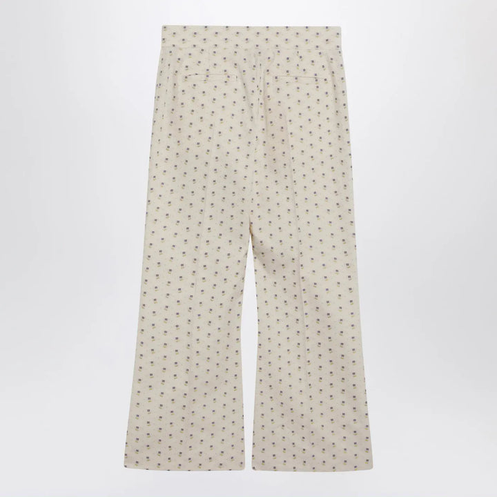 Valentino - Ivory trousers with floral pattern Brand Pants