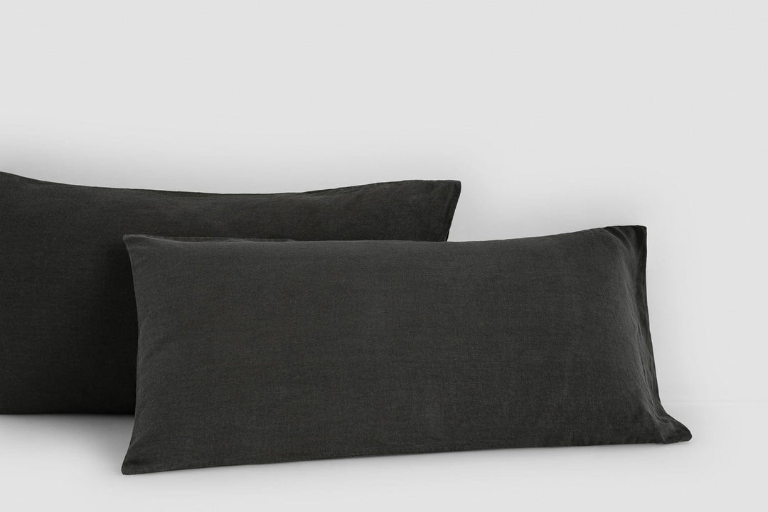 Bemboka pillow cases Charcoal / Tailored 48x73+4cm Bemboka Belgian Linen Pair Pillow Cases Bemboka: Luxury Belgian Linen Pillow Cases Brand