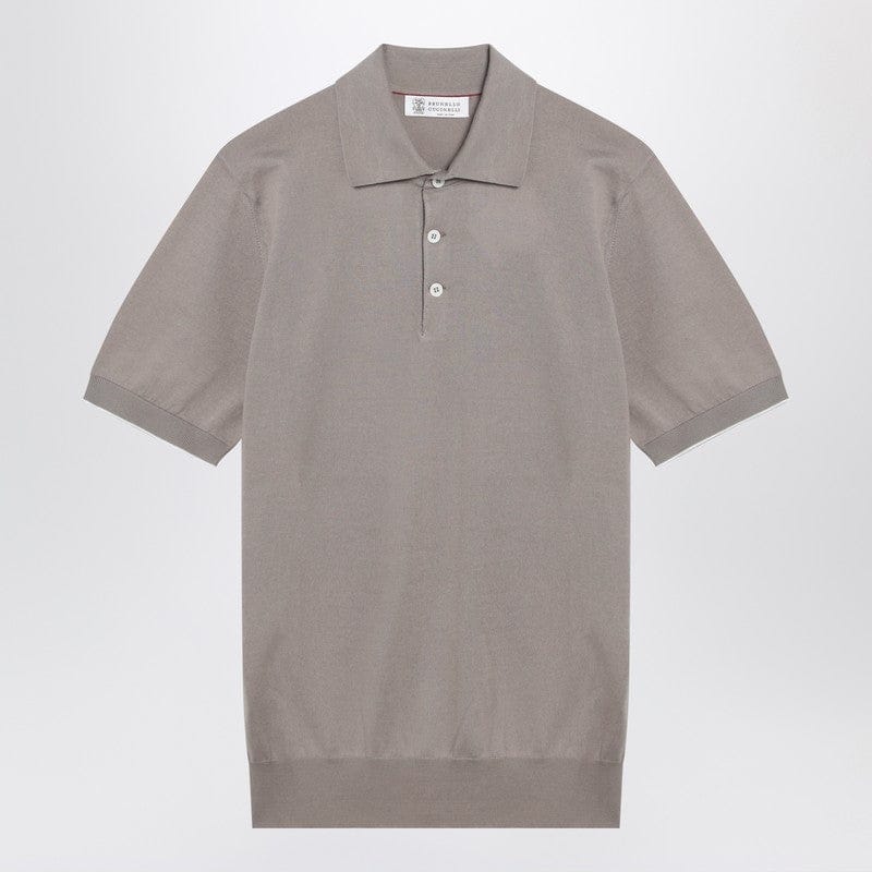 Shirts & Tops Brunello Cucinelli - Light brown cotton knit polo shirt - 52 IT Brand