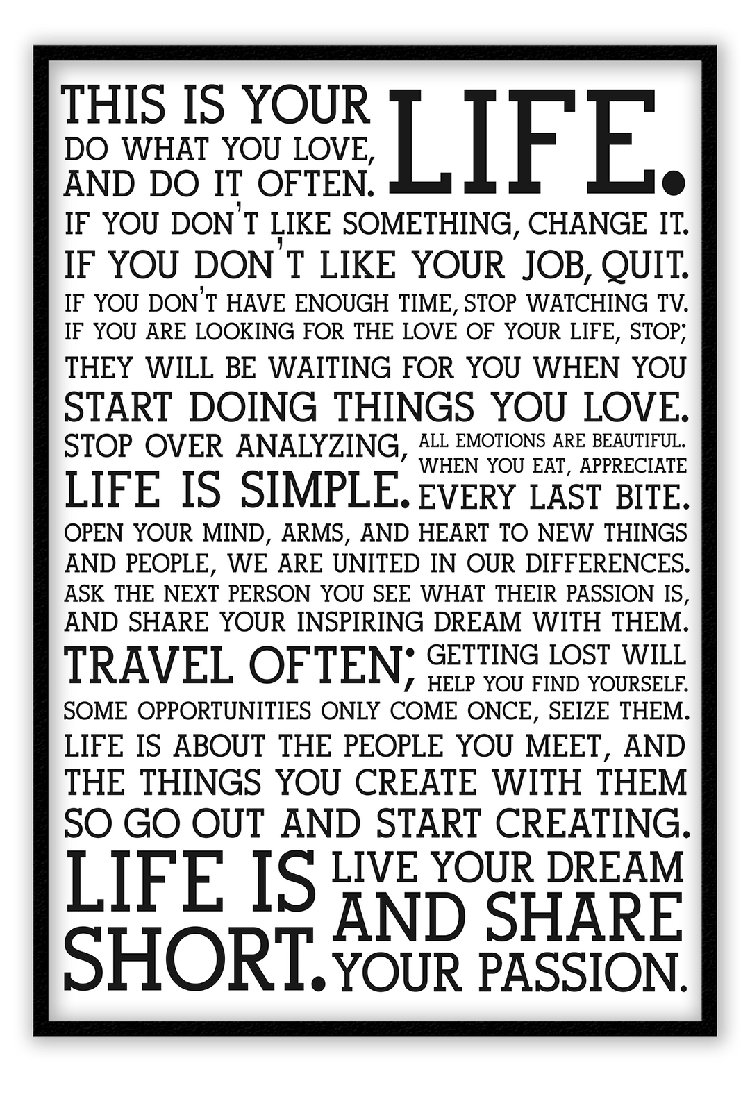 Canvas Print 50x70cm / Black Holstee Manifesto Holstee Manifesto Wall Art : Ready to hang framed artwork. Brand