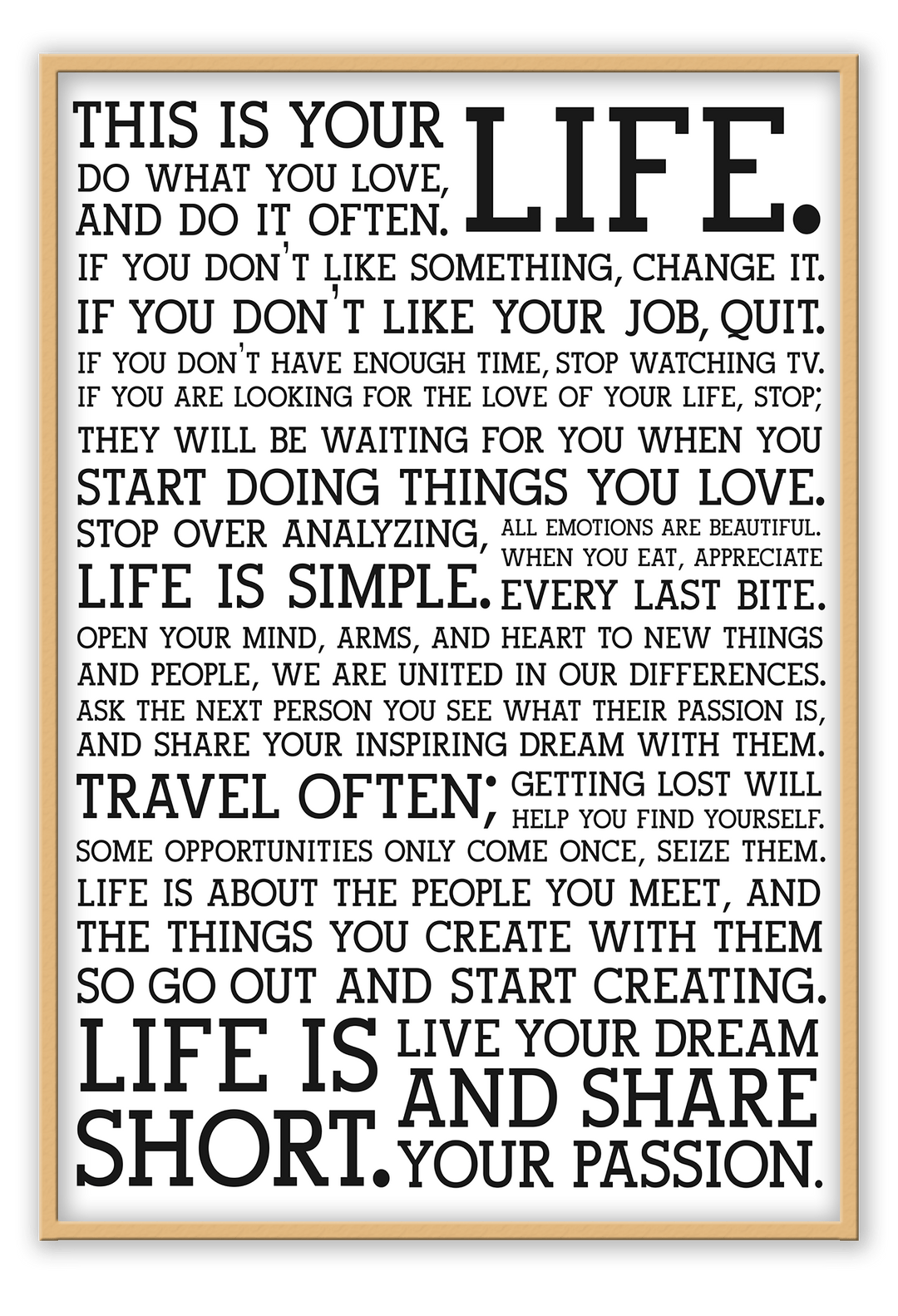 Canvas Print 50x70cm / Natural Holstee Manifesto Holstee Manifesto Wall Art : Ready to hang framed artwork. Brand