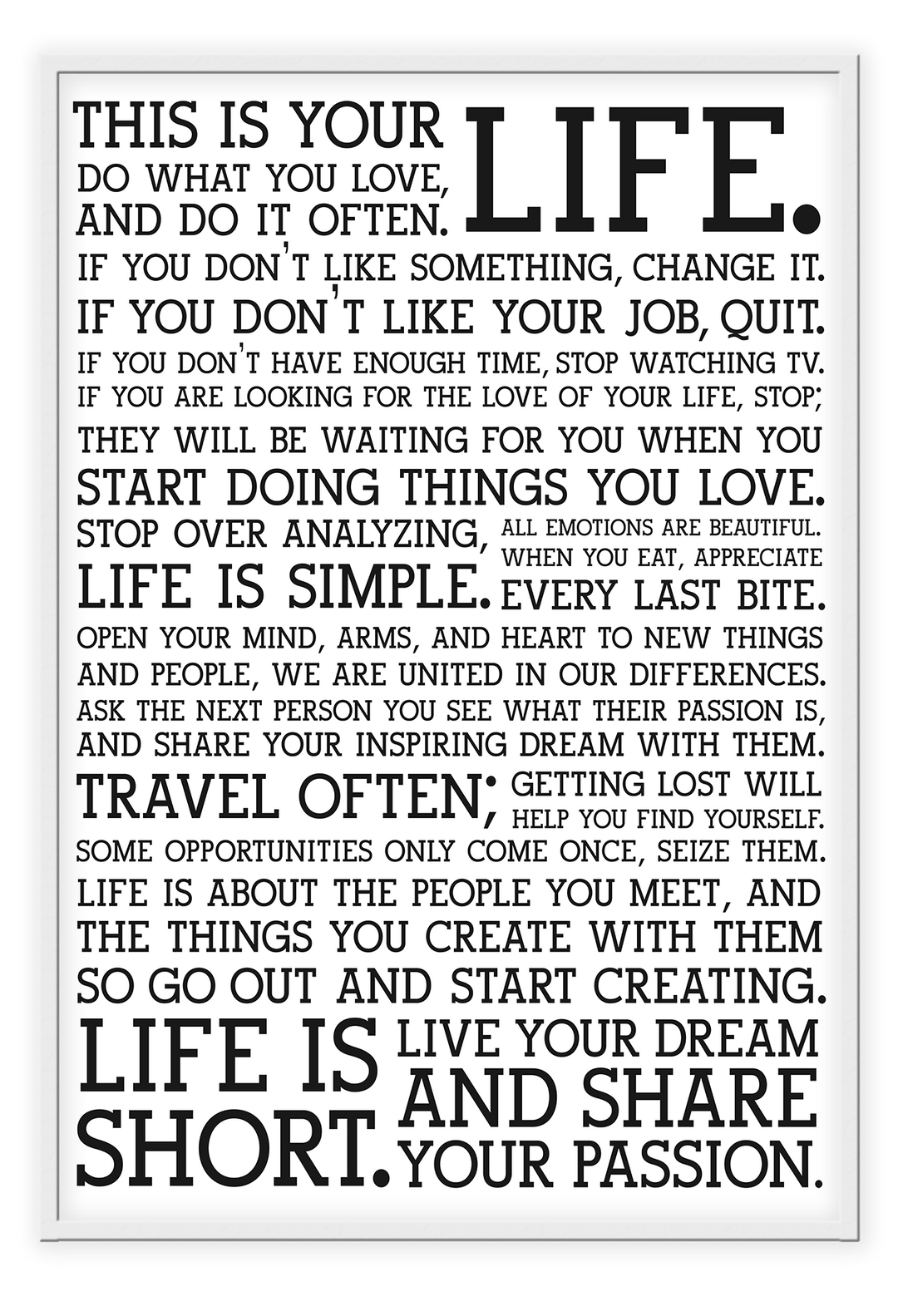 Canvas Print 50x70cm / White Holstee Manifesto Holstee Manifesto Wall Art : Ready to hang framed artwork. Brand