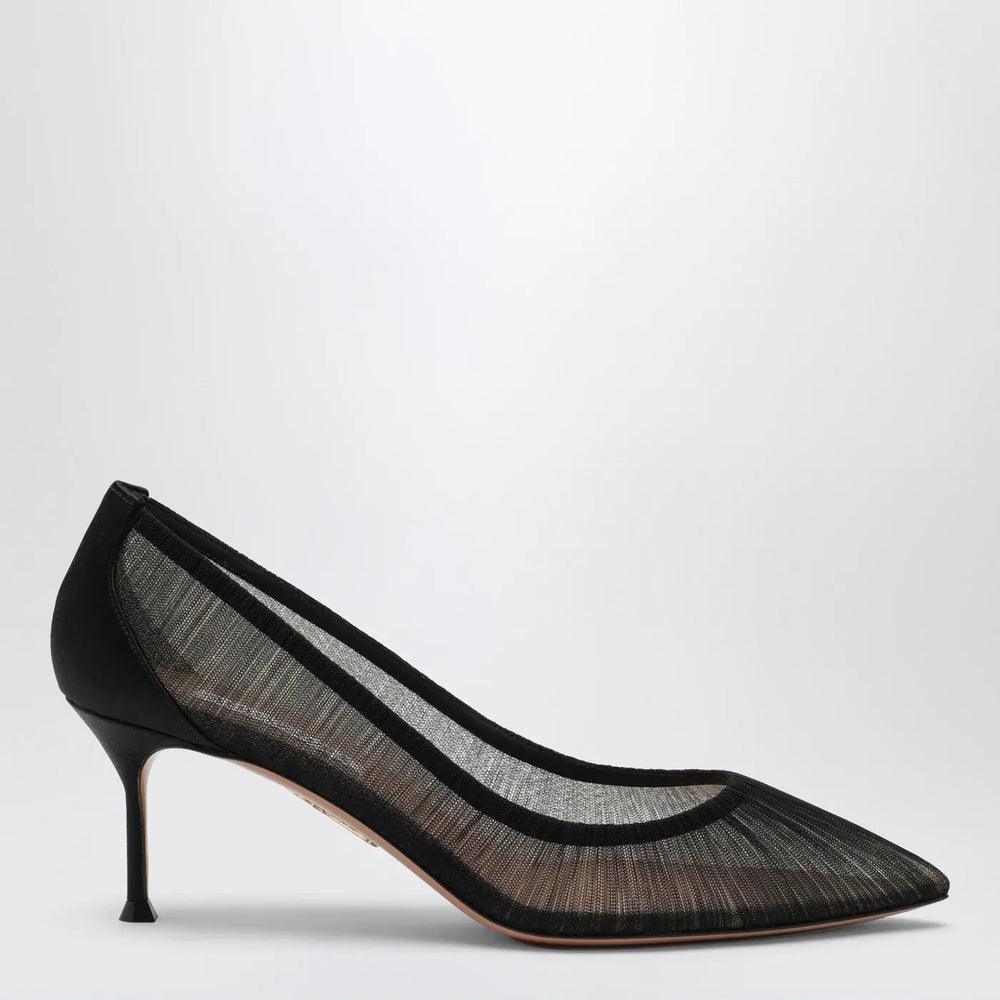 Aquazzura - Voile black pumps in satin and mesh Brand Pumps 37 IT