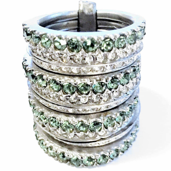 Giora Ring Giora Multiple Ring in Bronze With White and Green Swarovski Crystals Brand