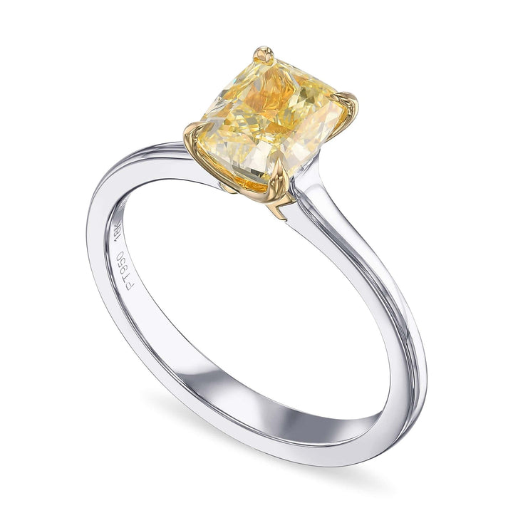 LEIBISH 1.26ct Fancy Yellow Cushion Diamond Solitaire Ring Brand Ring