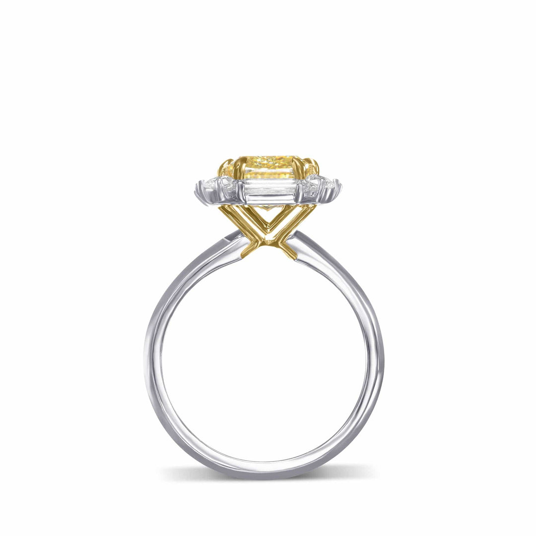 LEIBISH 2.23ct Fancy Yellow Cushion Diamond Halo Ring Brand Ring