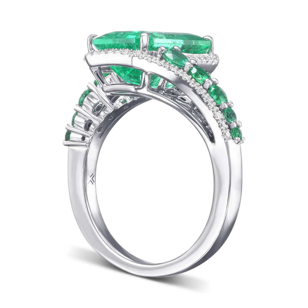 LEIBISH 3.75ct Muzo Emerald &amp; Diamond Couture Ring Brand Ring