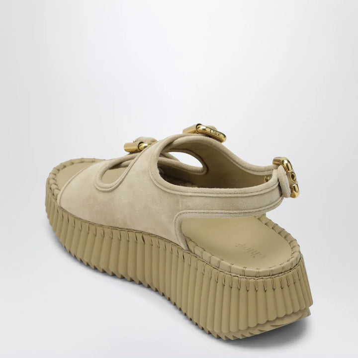 Chloé - Nama wedge sandals in sand Brand Sandals
