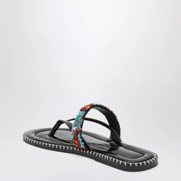 Dries Van Noten - Black thong slip-on sandals with sequins Brand Sandals