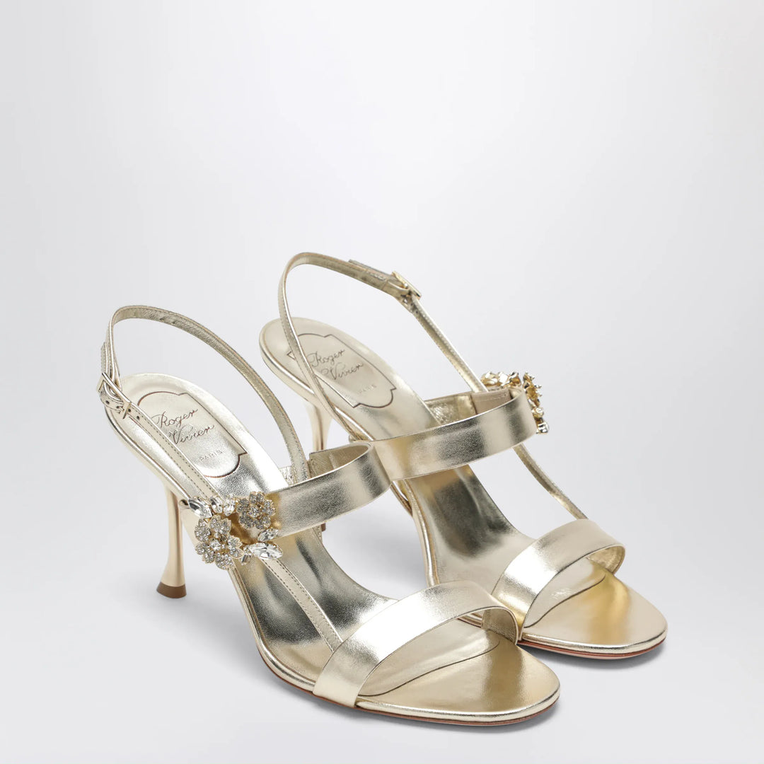ROGER VIVIER - Gold leather Efflorescence sandals Brand Sandals