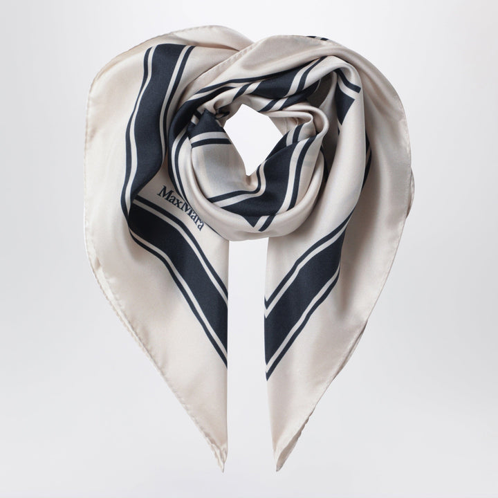 Scarves &amp; Shawls TU Max Mara - Square printed silk twill scarf in navy blue Brand